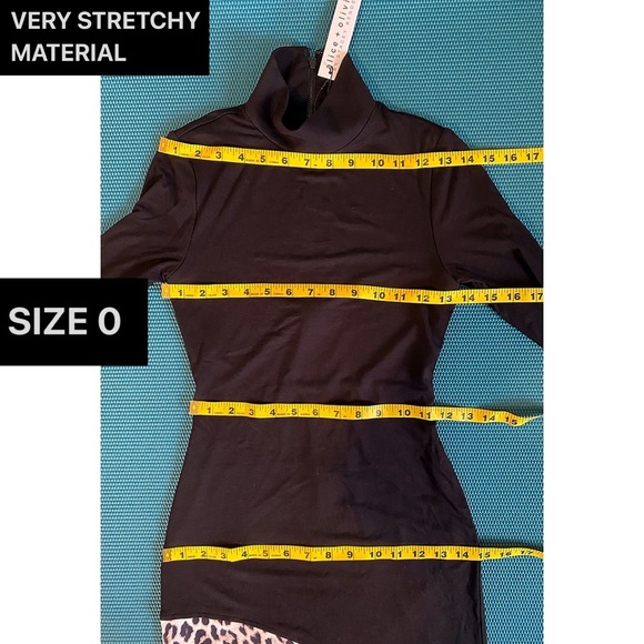 Alice + Olivia Delora Black White Turtleneck Leopard Patchwork Mini Dress - Picture 8 of 16